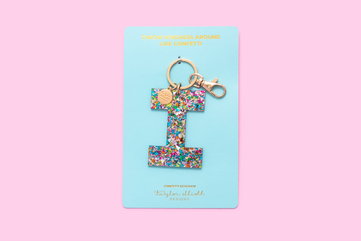 Colorful Confetti Letter Keychain Asst A-Z - Min. 1 (KC-ASST)