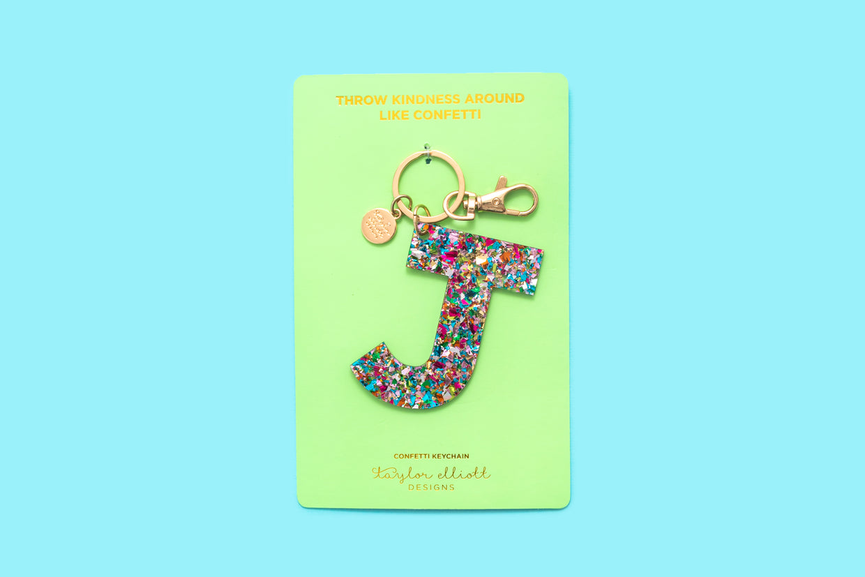 Colorful Confetti Letter Keychain Asst A-Z - Min. 1 (KC-ASST)