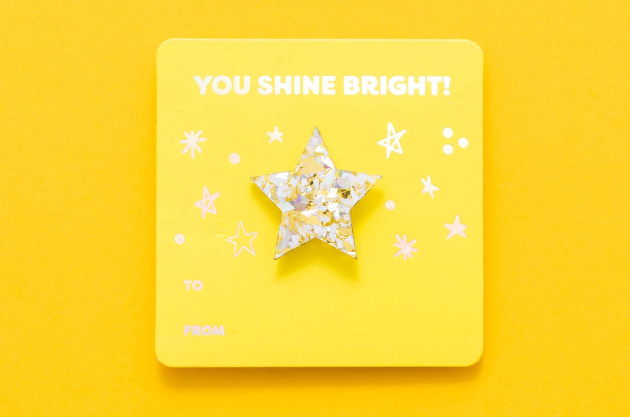Pin Card - Star - Pearl + Gold Confetti (TC-03)