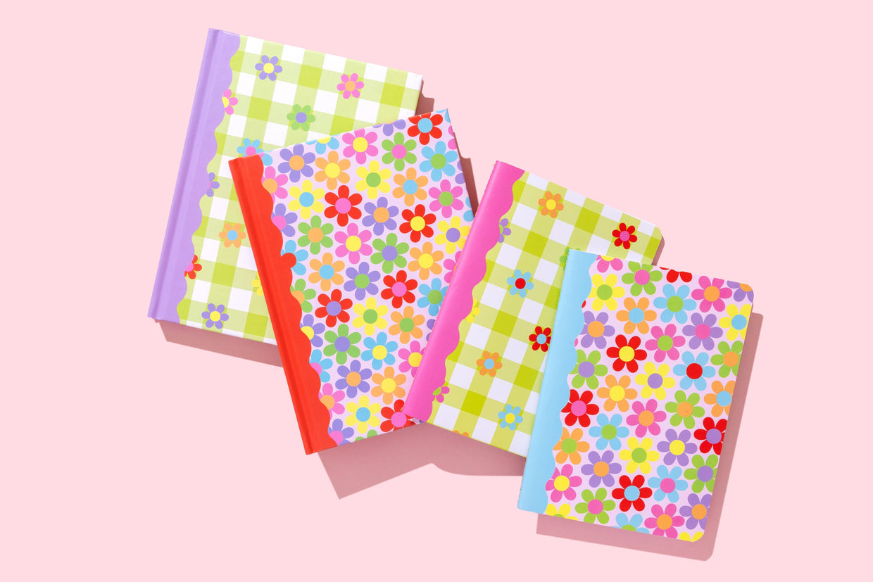 Gingham Flowers Hardcover Notebook - Min. 4 (NBK-53)