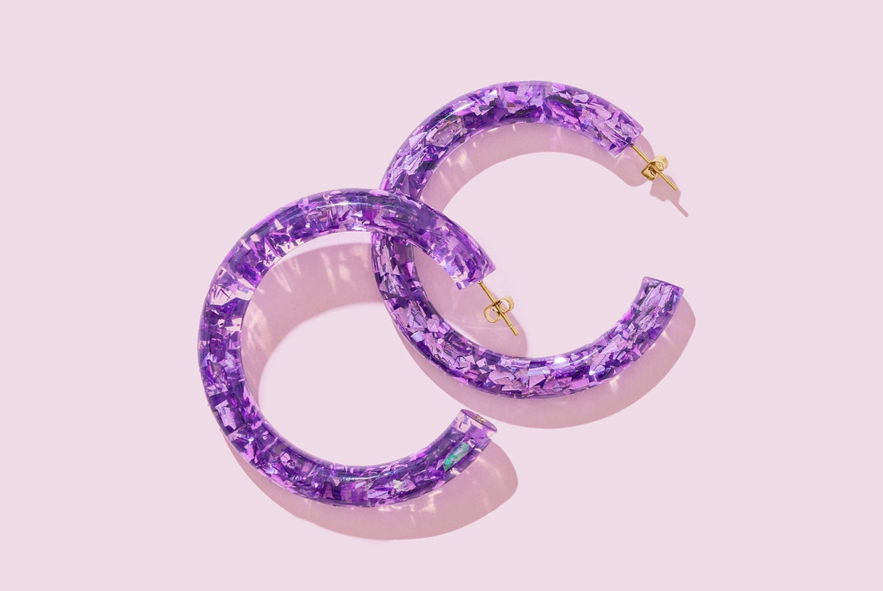 Confetti Hoop Earrings - Asst Colors - Min. 2