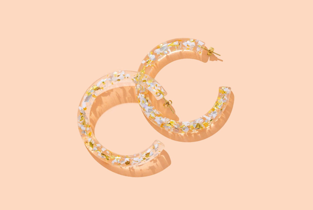 Confetti Hoop Earrings - Asst Colors - Min. 2