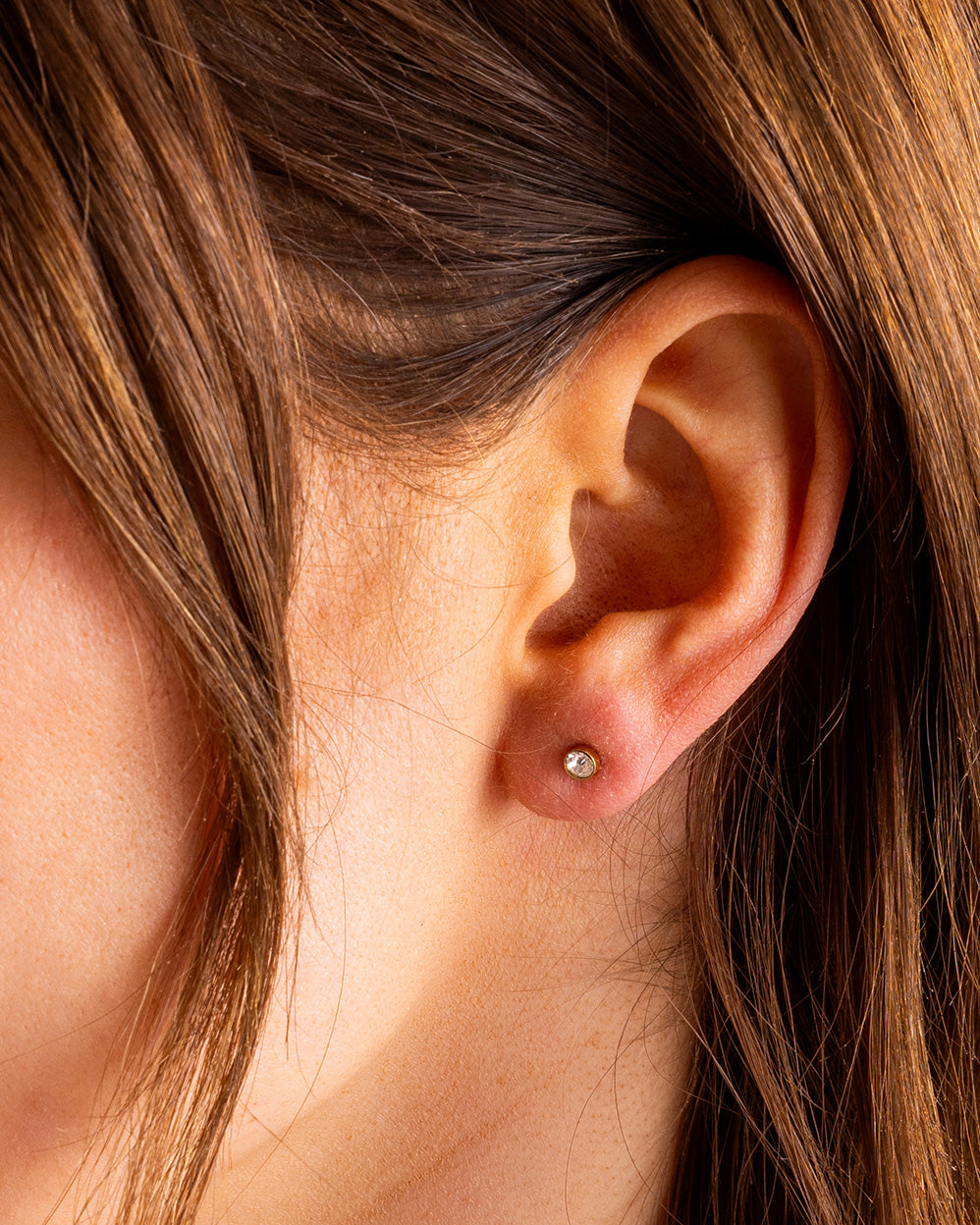 Maren Bezel Stud Earrings Small - Min. 2 (E-58)