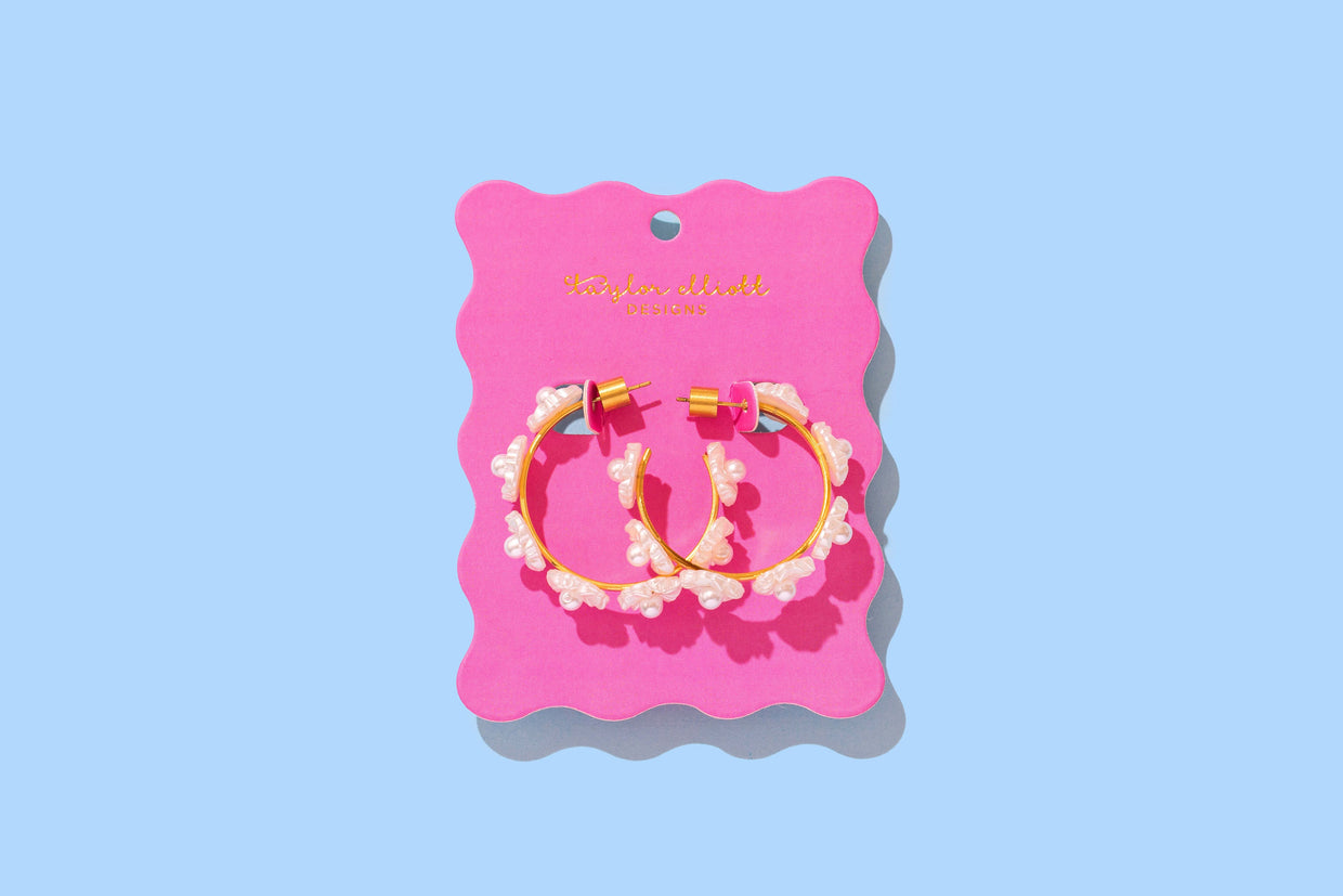 Amelia Pearl Hoop Earrings Small - Min. 2 (E-60)