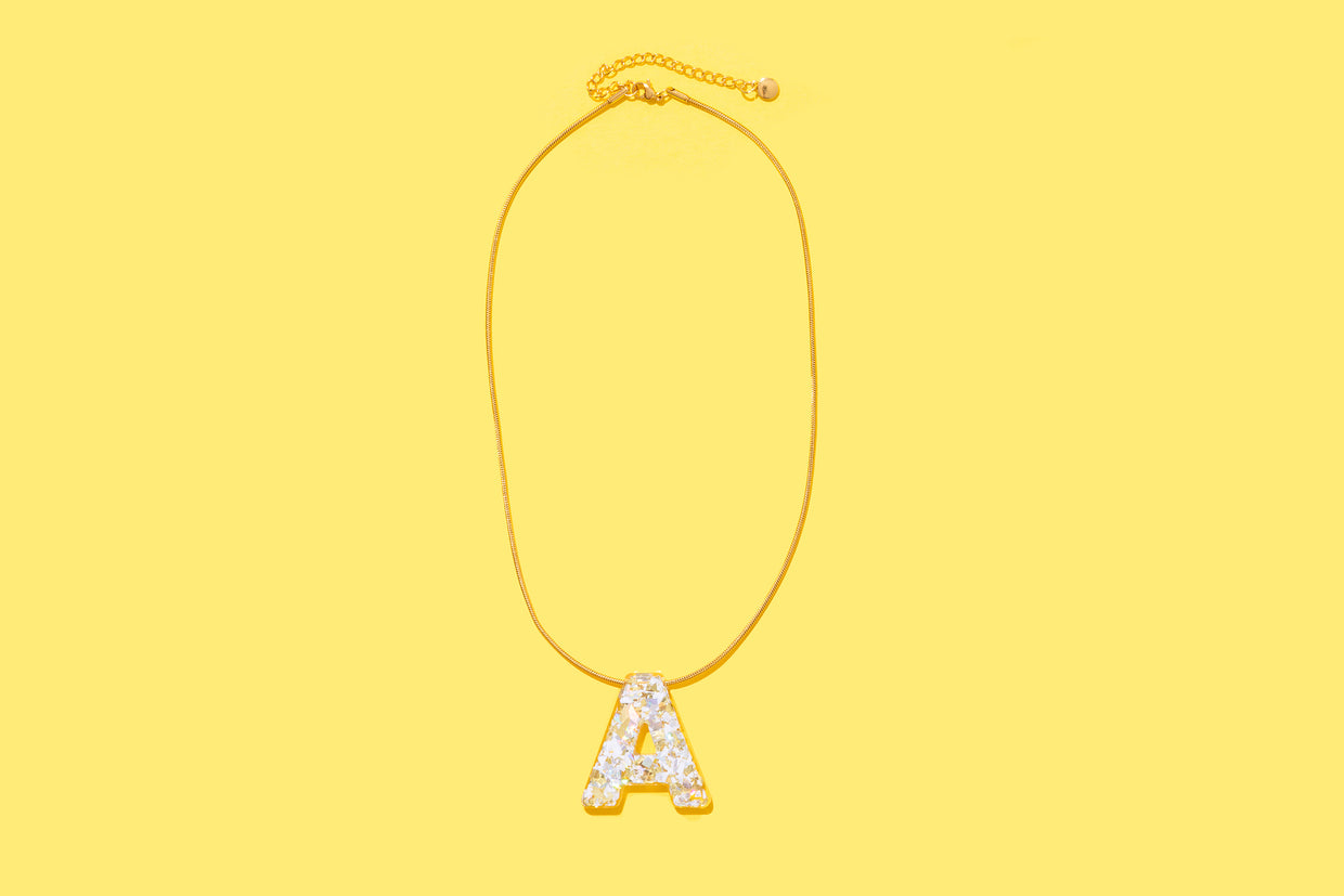 Pearl Confetti Letter Necklace Asst - Min. 1 (PN-ASST)