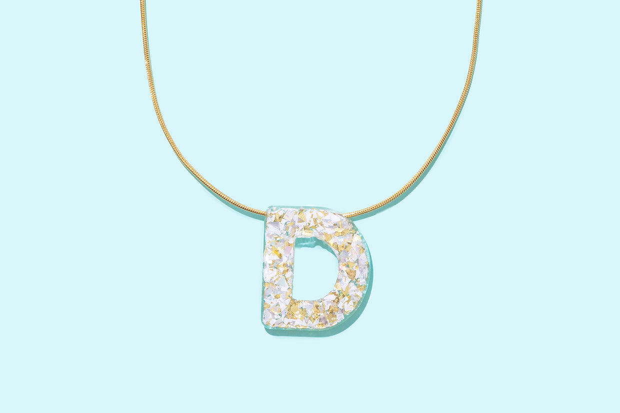 Pearl Confetti Letter Necklace Asst w/ Display - Min. 1 (PN-ASST-DISP)