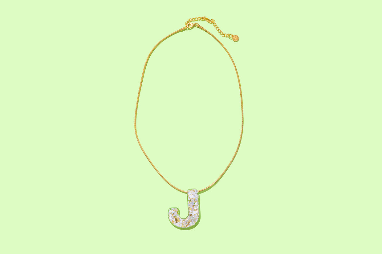 Pearl Confetti Letter Necklaces - Min. 2