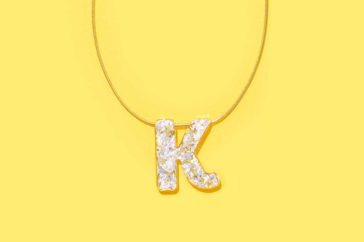 Pearl Confetti Letter Necklaces - Min. 2