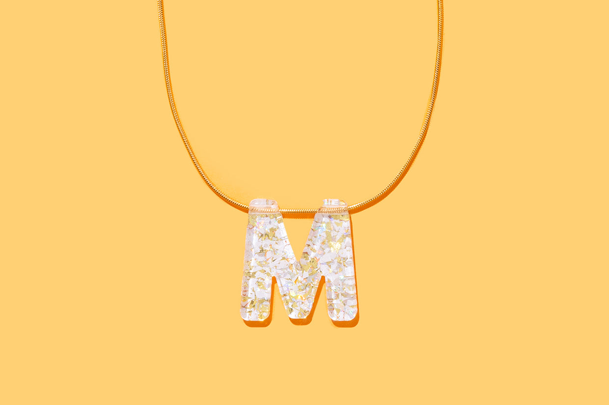 Pearl Confetti Letter Necklaces - Min. 2