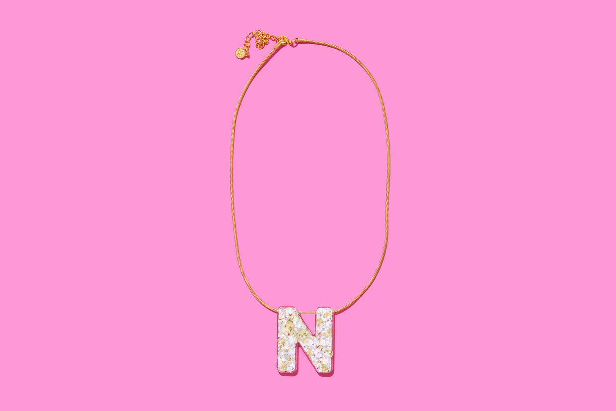 Pearl Confetti Letter Necklaces - Min. 2