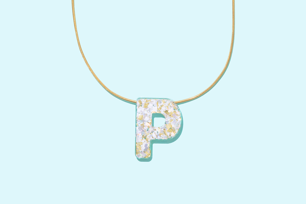 Pearl Confetti Letter Necklaces - Min. 2