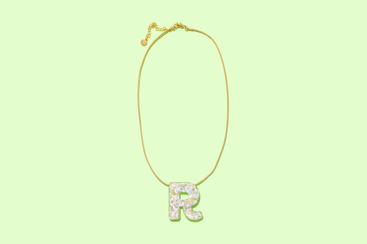 Pearl Confetti Letter Necklaces - Min. 2