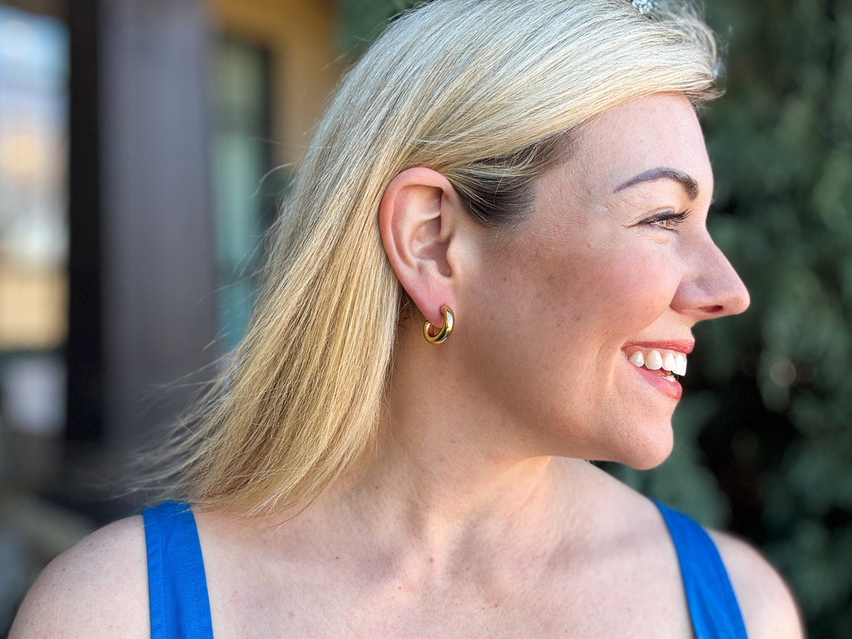 Terry Gold Hoop Earrings Small - Min. 2 (E-88)