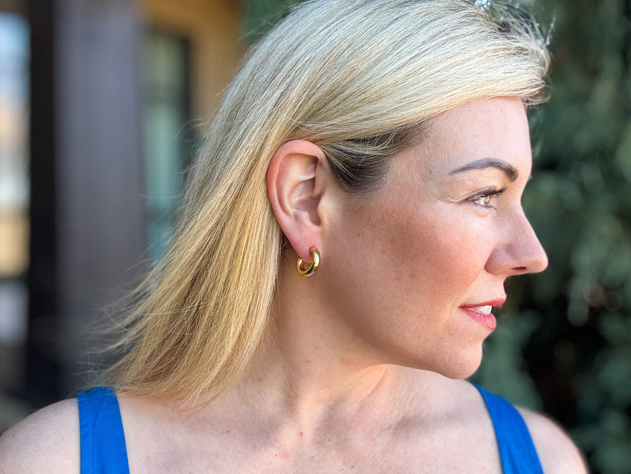 Terry Gold Hoop Earrings Small - Min. 2 (E-88)