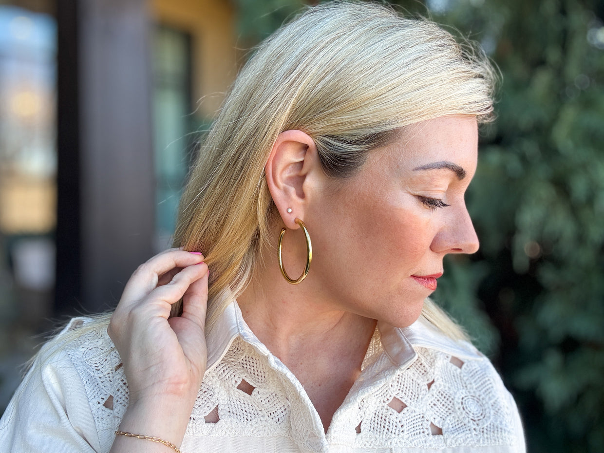 Terry Gold Hoop Earrings X-Large - Min. 2 (E-87)