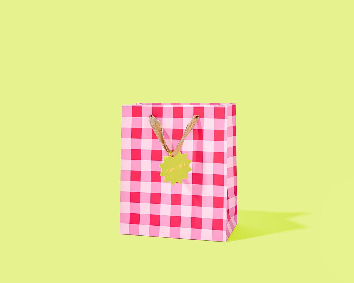Red + Pink Gingham Gift Bags (4 Sizes) - Min. 4