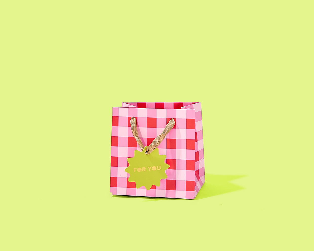 Red + Pink Gingham Gift Bags (4 Sizes) - Min. 4