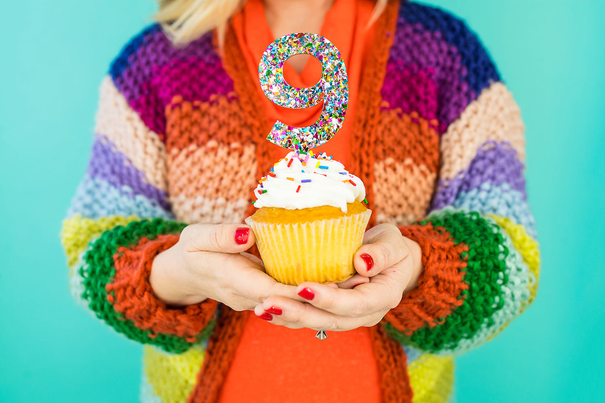 Colorful Confetti Cake Toppers Num 0-9 - Min. 1 (CTOP-ASST-#)