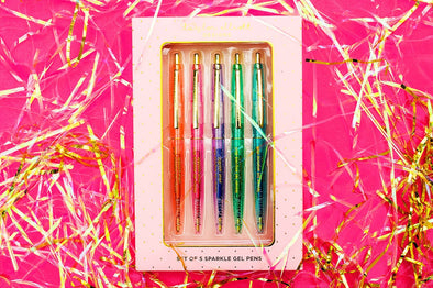 Gel Pen Set - Asst Colors w/ Sparkles - 5 Piece Set (PEN-17)