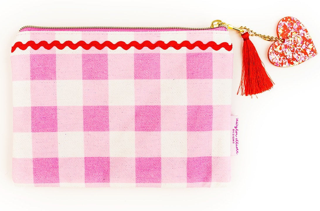 Red + Pink Pom-Pom Pouch Med - Min. 4 (V-08)