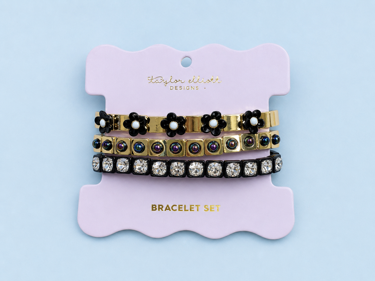 Poppy Black Bracelet Set - Min. 2 (B-99)