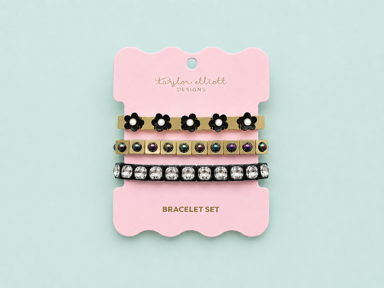 Poppy Black Bracelet Set - Min. 2 (B-99)