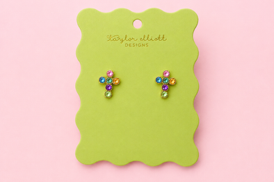 Faith Colorful Cross Earrings - Min. 2 (E-130)