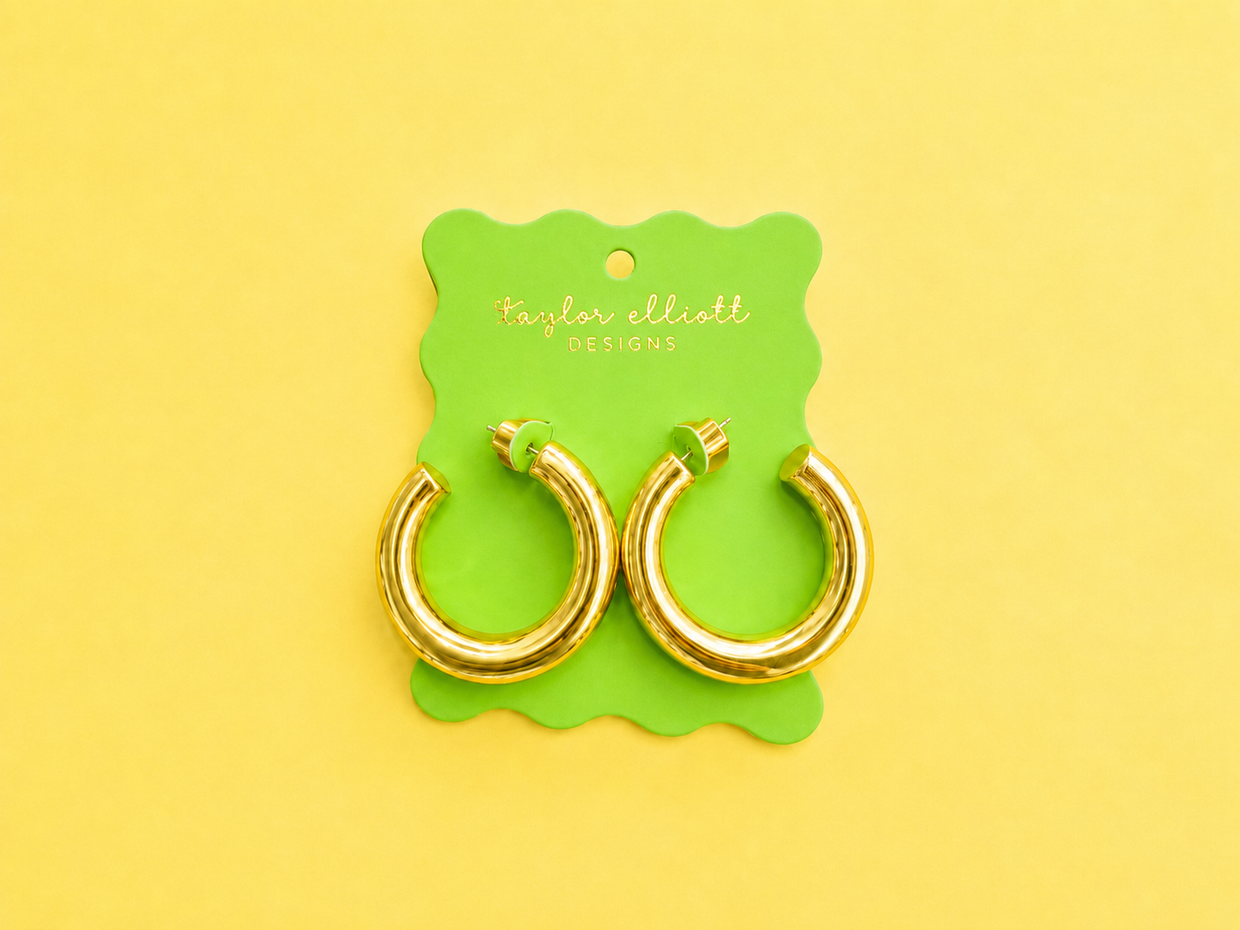 Terry Thick Gold Hoop Earrings - Min. 2 (E-131)