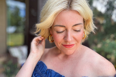 Terry Thick Gold Hoop Earrings - Min. 2 (E-131)