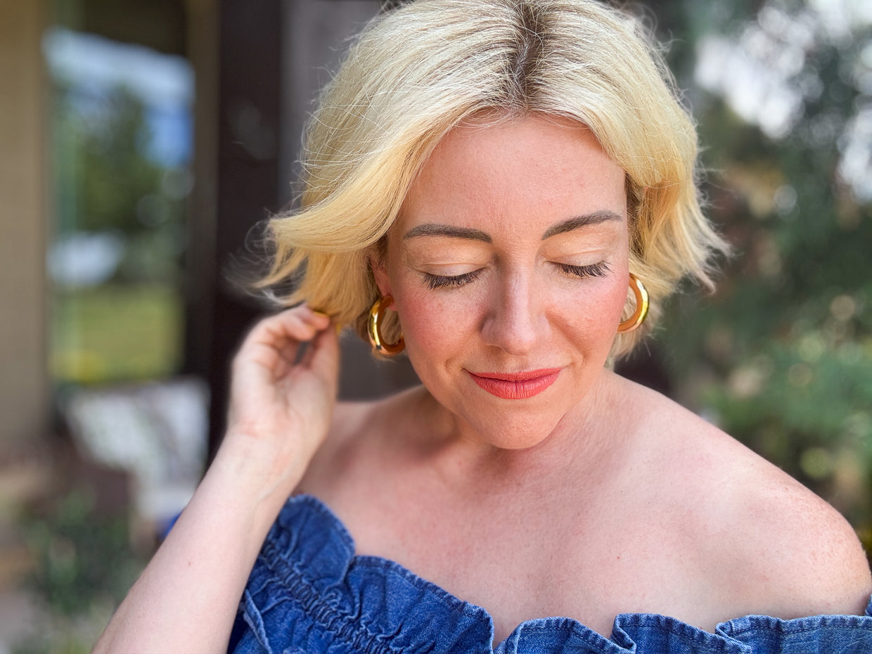 Terry Thick Gold Hoop Earrings - Min. 2 (E-131)