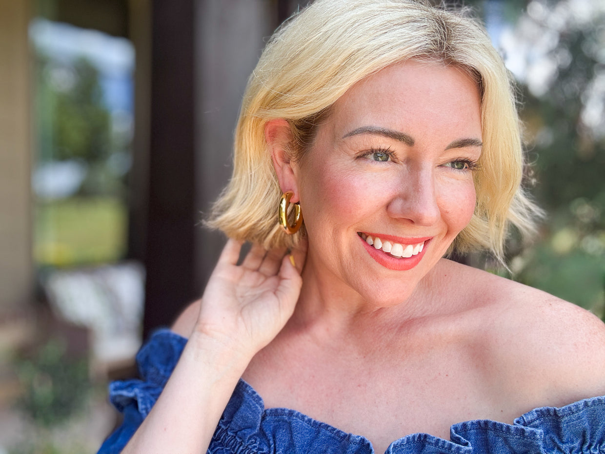 Terry Thick Gold Hoop Earrings - Min. 2 (E-131)