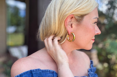 Terry Thick Gold Hoop Earrings - Min. 2 (E-131)