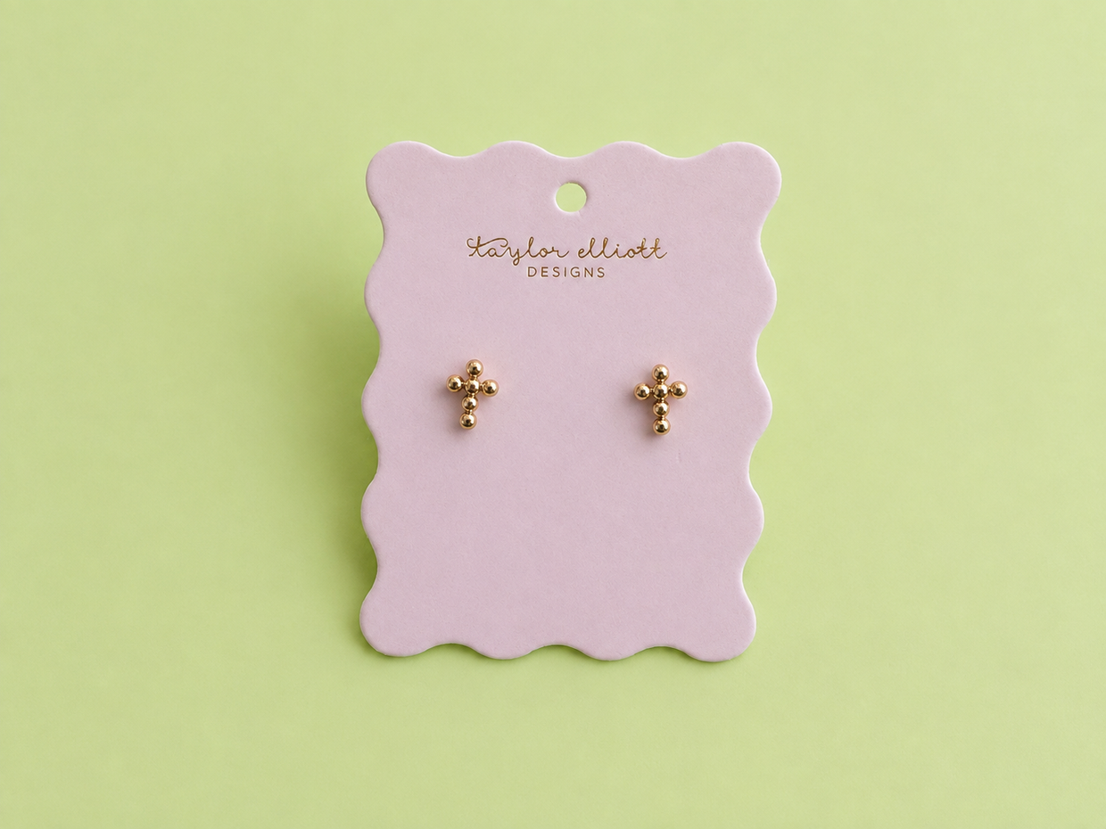 Mandy Cross Stud Earrings - Min. 2 (E-133)