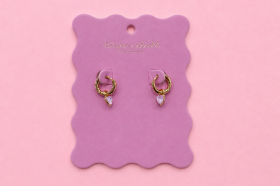 Sabrina Heart Charm Huggie Earrings (E-151) - Min. 2