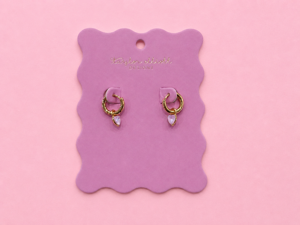 Sabrina Heart Charm Huggie Earrings (E-151) - Min. 2