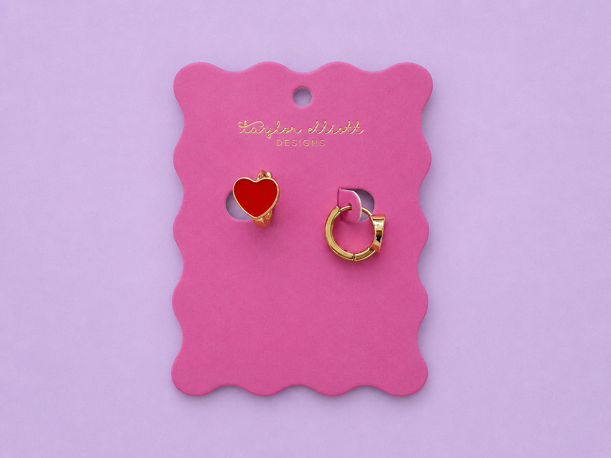 Shae Heart Huggie Earrings (E-152) - Min. 2