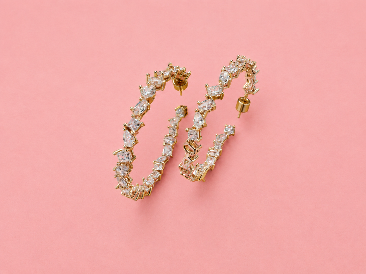 Reba Crystal Hoops (E-153) - Min. 2