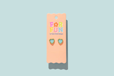 For Fun - Harper Blue Heart Studs - Min. 2 (FF-E09)
