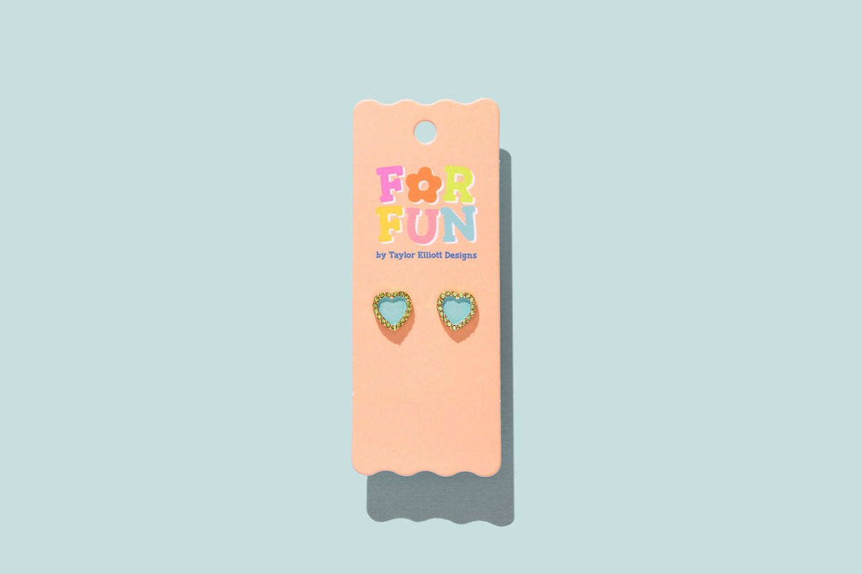 For Fun - Harper Blue Heart Studs - Min. 2 (FF-E09)