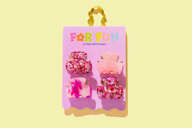 For Fun - Pink Confetti Mini Claw Clips - Min. 4 (CC-06)