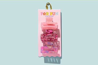 For Fun - Pink Confetti Claw Clip Trio - Min. 4 (CC-12)