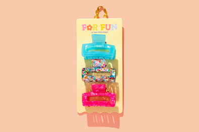 For Fun - Colorful Confetti Claw Clip Trio - Min. 4 (CC-11)