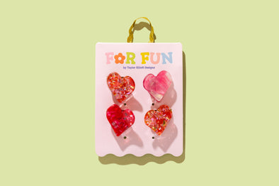 For Fun - Pink + Red Hearts Mini Claw Clips - Min. 4 (CC-10)