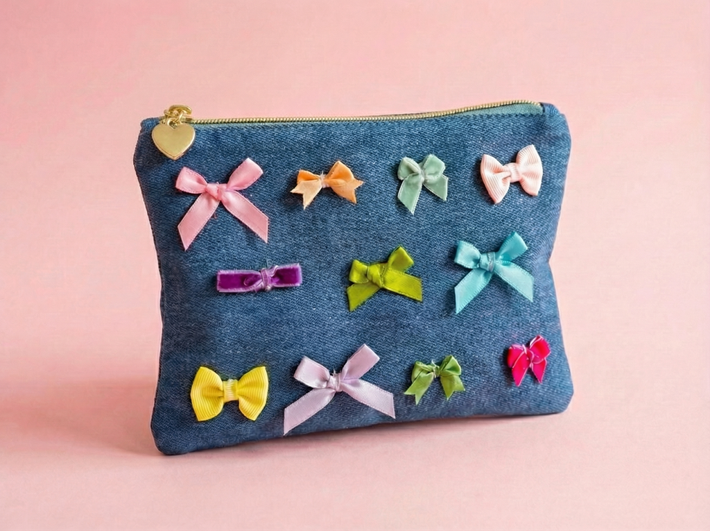 Bella Denim + Bows Pouch Medium - Min. 4 (FF-Pouch02)