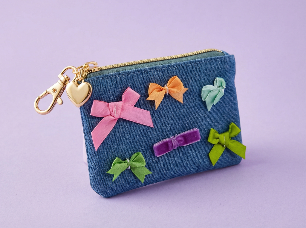 Bella Denim + Bows Keychain Pouch - Min. 4 (FF-Pouch01)
