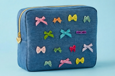 Bella Denim + Bows Pouch Large - Min. 4 (FF-Pouch03)