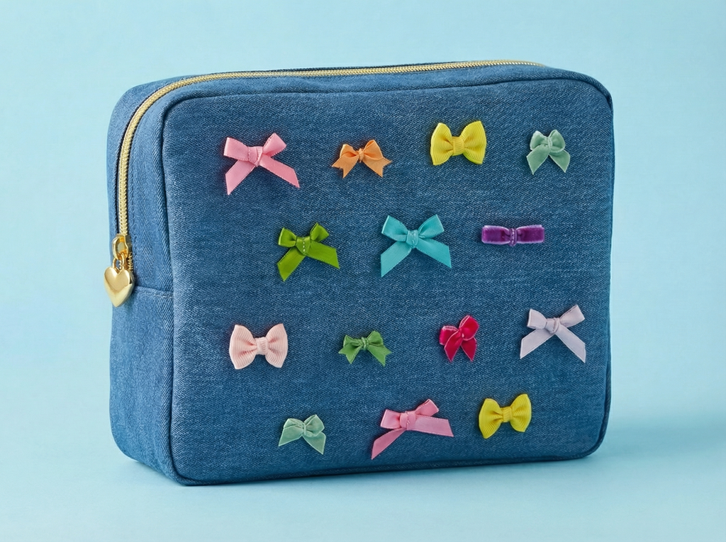 Bella Denim + Bows Pouch Large - Min. 4 (FF-Pouch03)