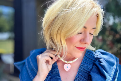 Blakely Pink Heart Necklace - Min. 2 (N-93)