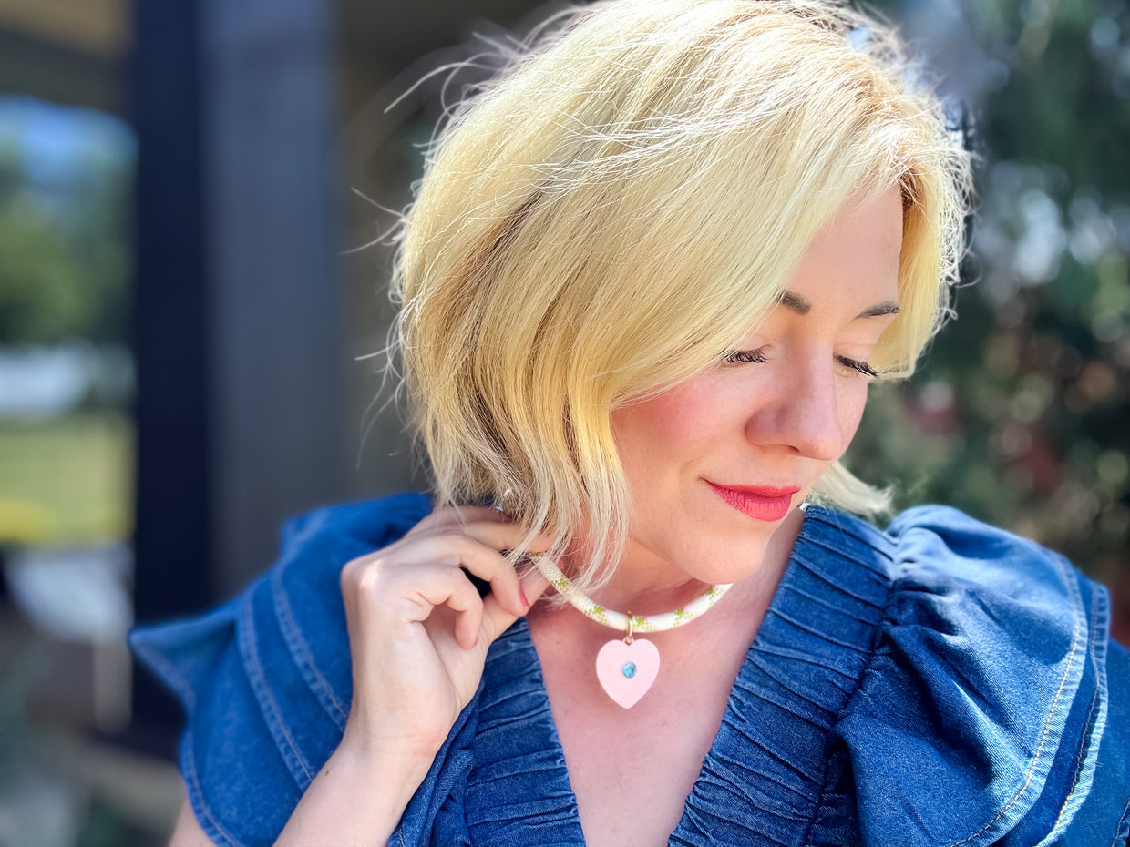 Blakely Pink Heart Necklace - Min. 2 (N-93)