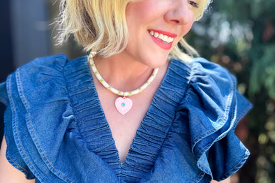 Blakely Pink Heart Necklace - Min. 2 (N-93)